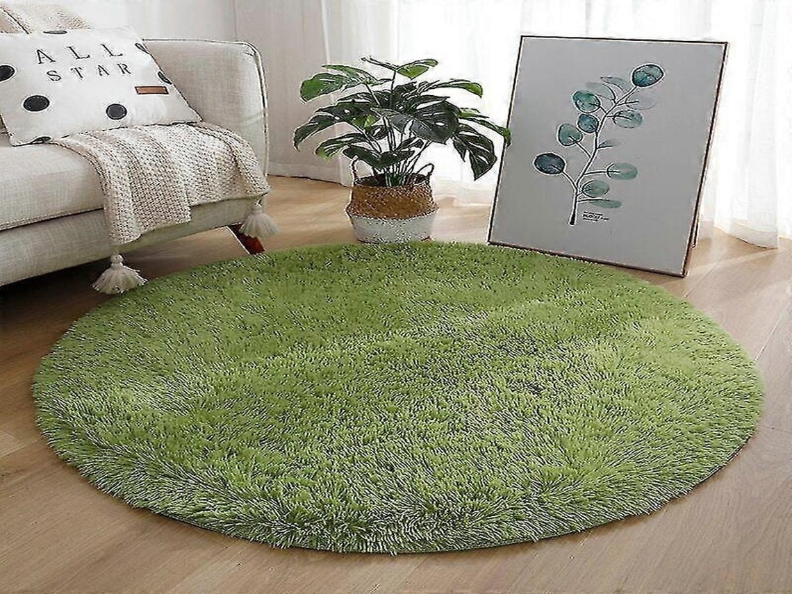 Lurelia Tapete Redondo Infantil Macio Pvc Poliéster Verde Sala Quarto R462