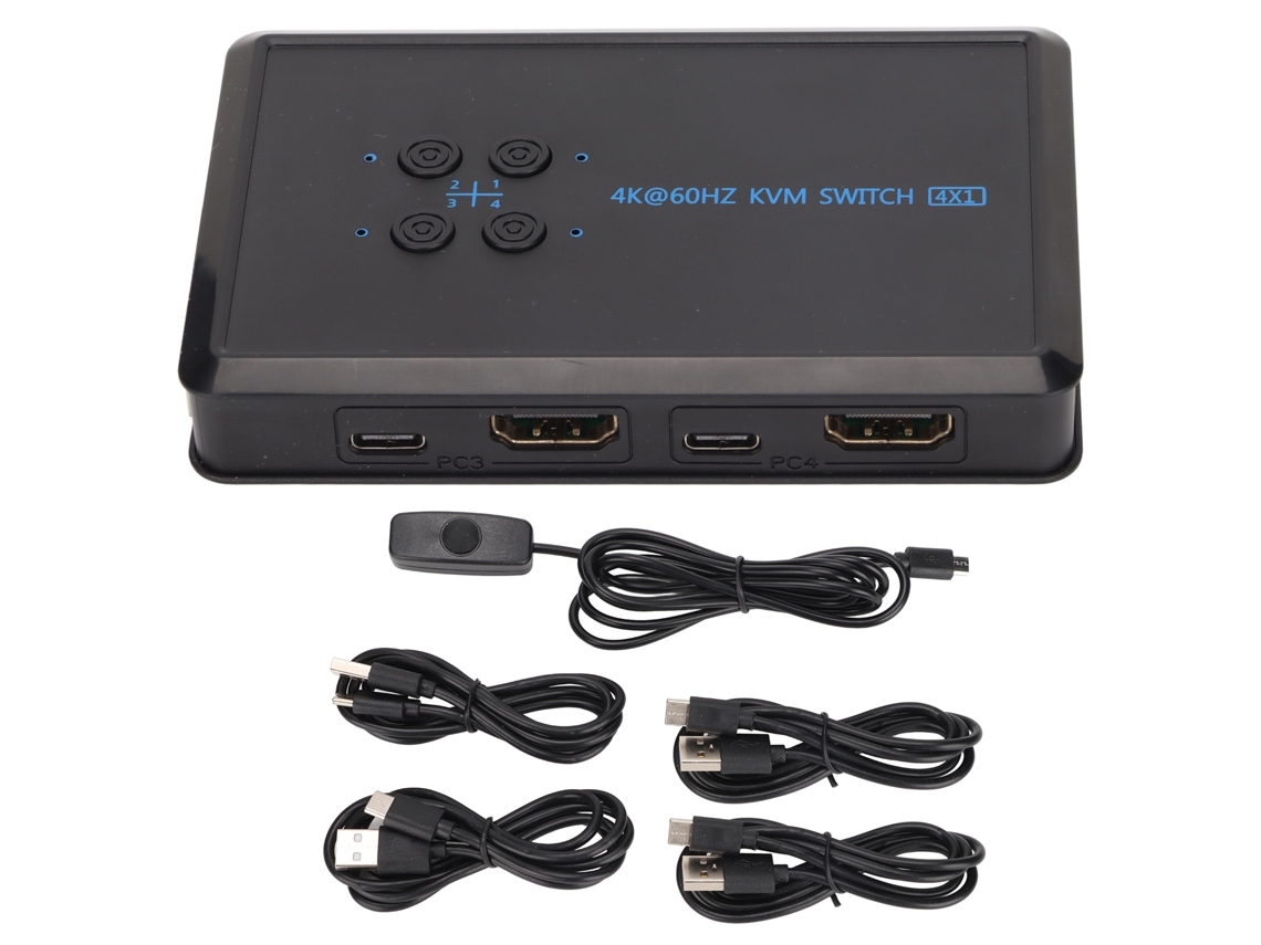 Switch Kvm Hdmi 2.0 Conversor 4k 60hz Alta Compatibilidade Plug And Play Usb 2.0