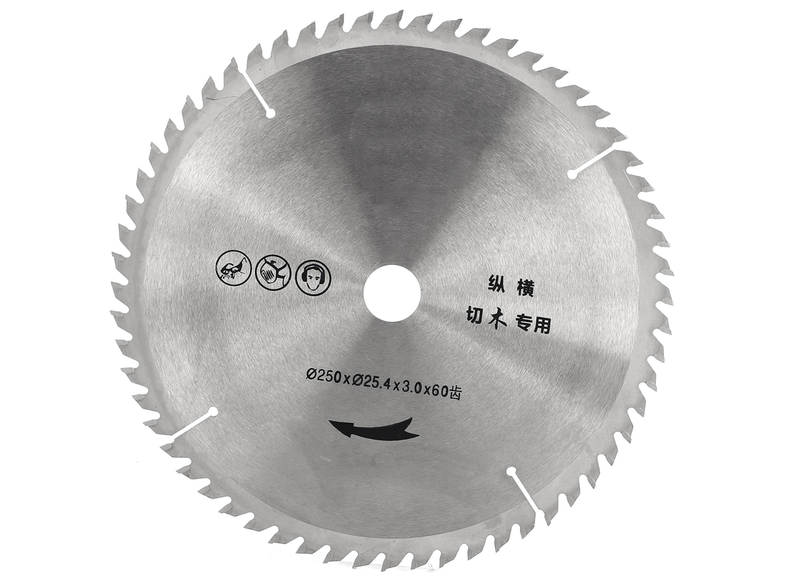 Disco de serra circular em aço liga para marcenaria, 250 x 25,4 x 3,0 x 60 dentes, ferramenta para trabalhar madeira.