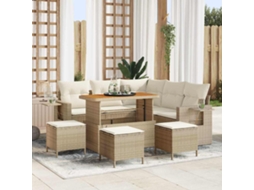 Vidaxl Conjunto De Sofá De Jardim 9 Unid. Bege Vime Pe
