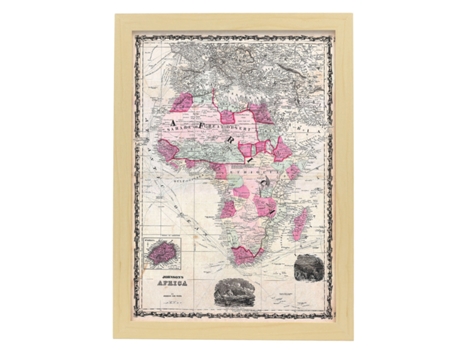 Cartazes Geográficos De NACNIC Em Estilo Vintage Mapa Da África De 1862 Ilustrações De Mapamundis Antigos Em Tons De Sépia A4 Com Armação Branca