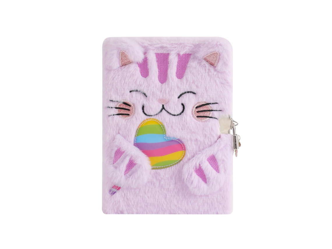 Caderno De Pelúcia Gato Desenho Animado Para Volta Às Aulas – Diário Fofo Com Cadeado Crianças-aquaforge