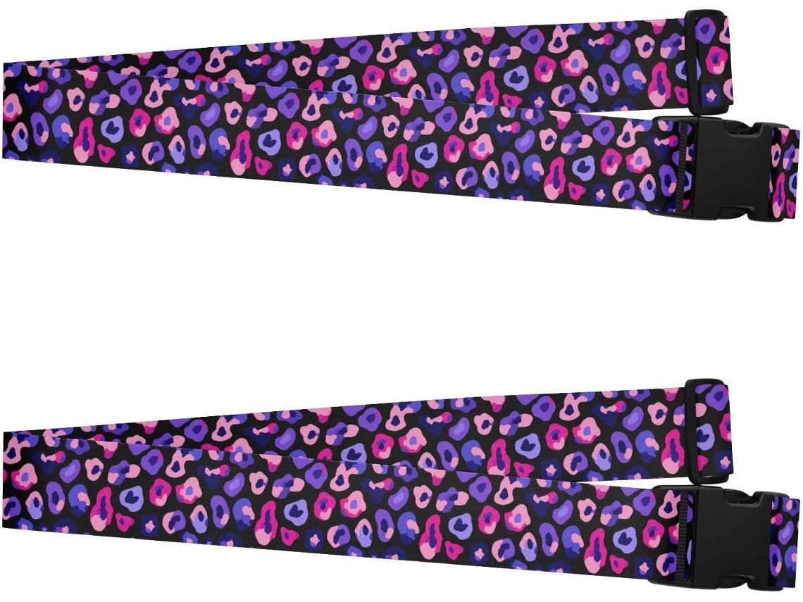 Conjunto De 2 Cintas Bagagem Com Estampa Leopardo, Azul E Roxa, Resistentes E Ajustáveis, Para Homens E Mulheres, Ideais