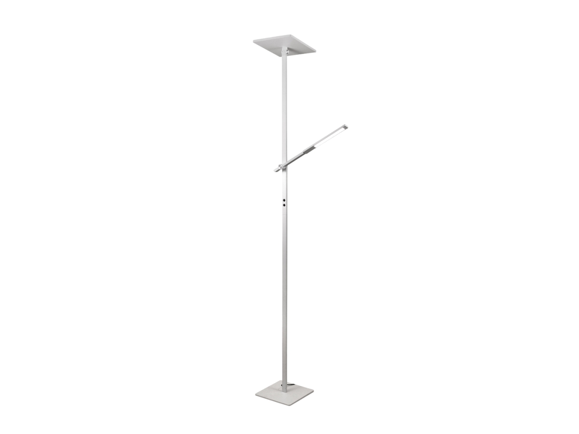 Ideal Luminária De Chão Led Metálica Branca H.180 Cm Fabas Luce 2 Luminárias De 40w E 8w Com Led 3000k Integrado