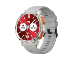 (prateado) Smartwatch Amloed Com Tela Redonda De 1,43 Polegadas E Pulseira De Silicone