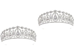 Coroa De Strass De 2 Peças Para Casamento, Tiara Elegante E Chique E Acessório De Cabelo Brilhante