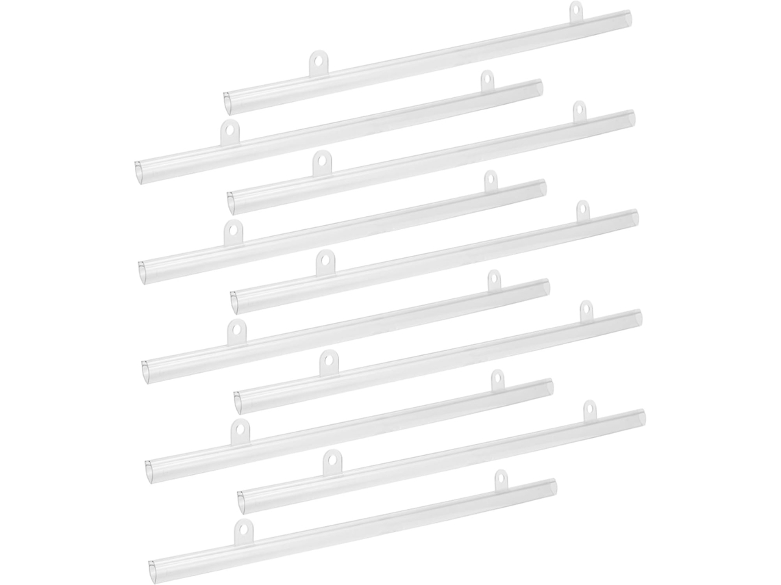 Conjunto de 10 expositores de PVC Sosoport para exibição de cartões e rolos, capas de chuva, para publicidade e supermercados.