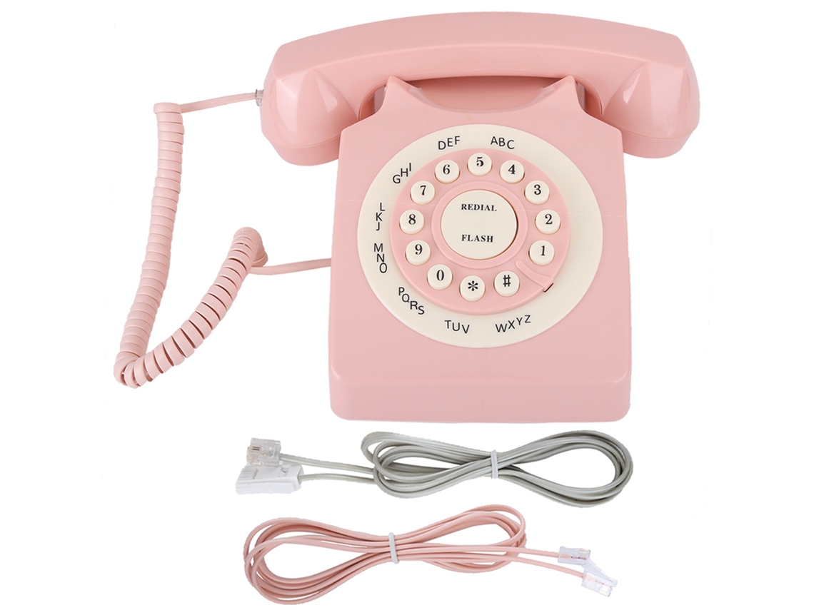 Telefone Fio Vintage Rosa Com Qualidade De Chamada Hd