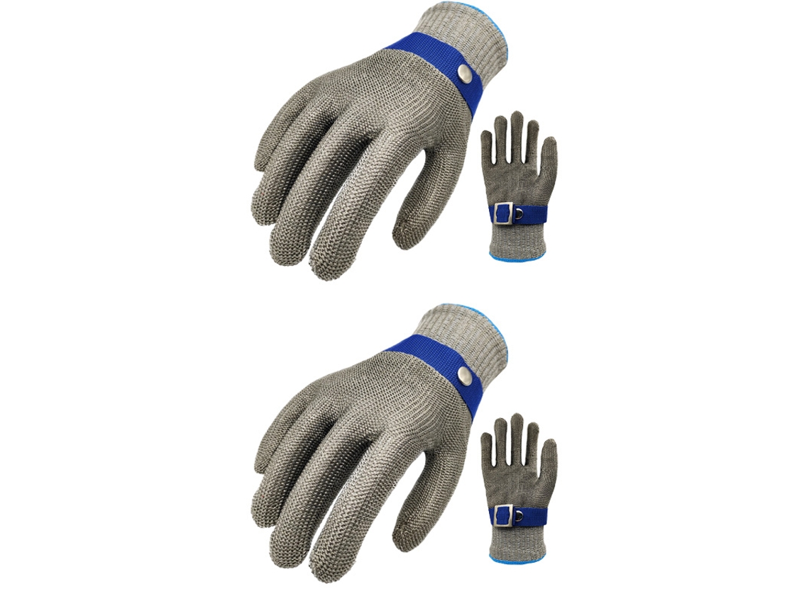 Luvas Resistentes A Cortes, Luvas De Aço Inoxidável Chronus Gs, Luvas De Proteção De Cozinha Nível 5 (cinza, 2 Pares, Xl)