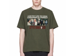Rockinstone Shaun Of The Dead Movie Surrounded By Zombies Solid Military Green Adult T-shirt Size:xl