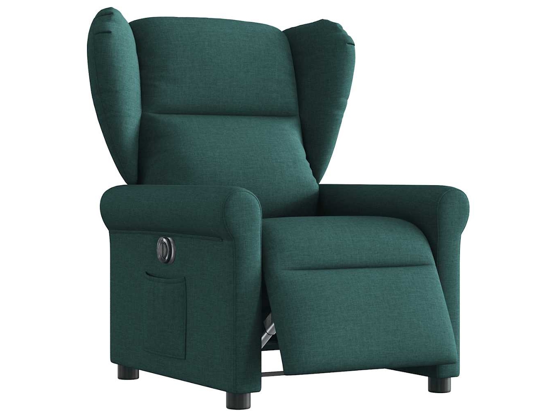Vidaxl Poltrona Elétrica Reclinável Tecido Verde-escuro