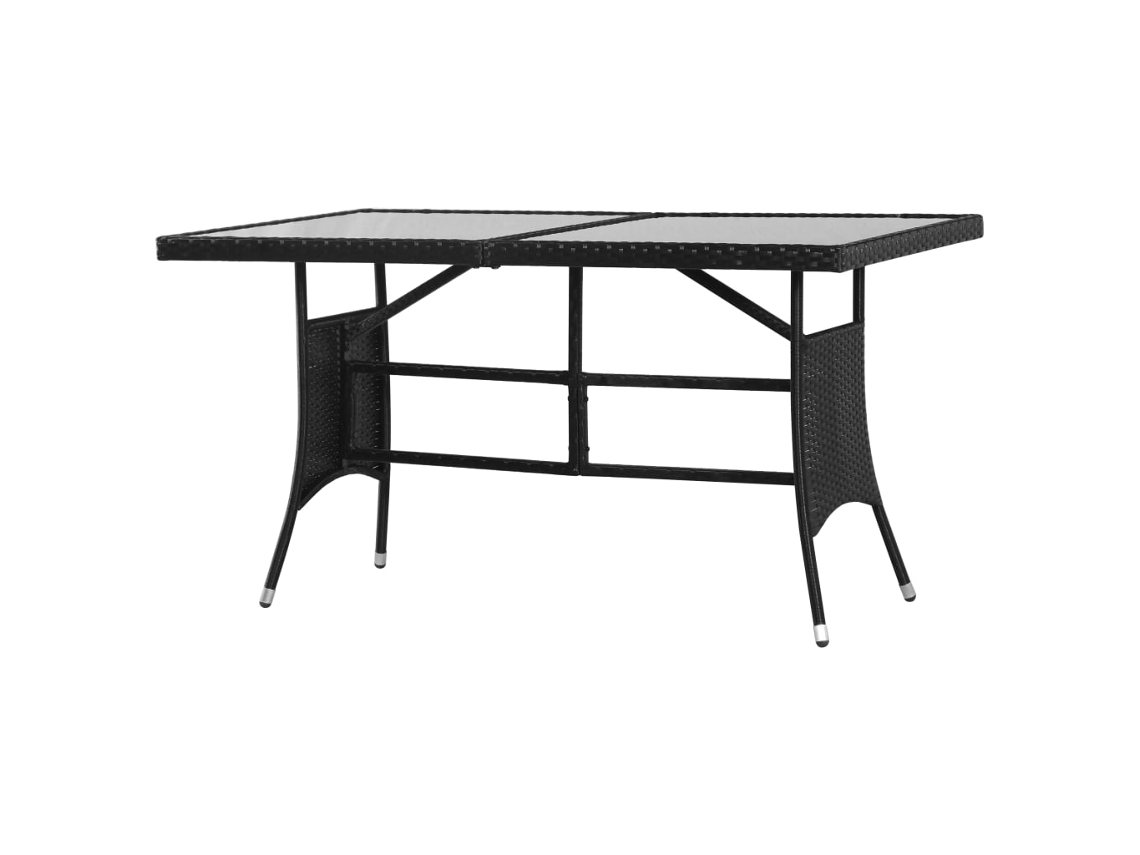 Vidaxl Mesa De Jardim Em Vime Pe 140x80x74 Cm Preto