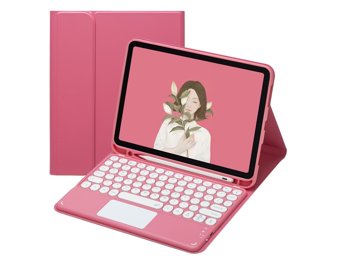 Capa Com Teclado Para Ipad Pro 11 Polegadas,com Teclado E Mouse Magnético Touch (rose Red) Cuich (2024)