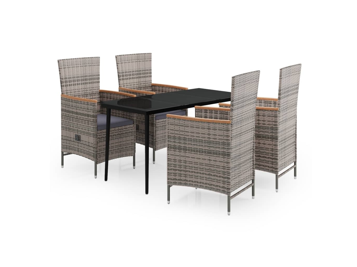 Garden Dining Set, Garden Dining Sets Vidaxl Cinzeto Rattan / Vime (140 Cm Table Length)