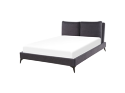 Cama Beliani Melle De Chenilla Gris 156x233x98