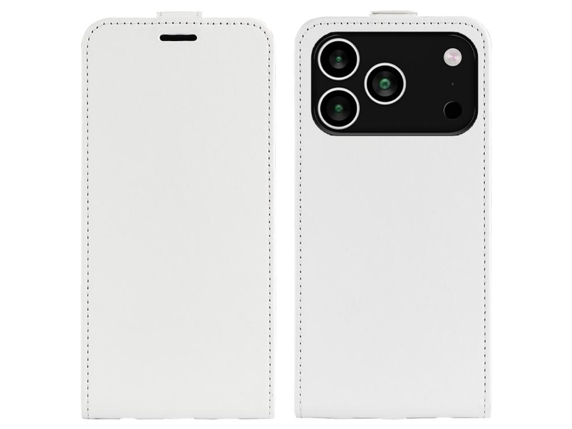 Capa De Couro Texturizada Para Iphone 17 Pro Com Aba Vertical.