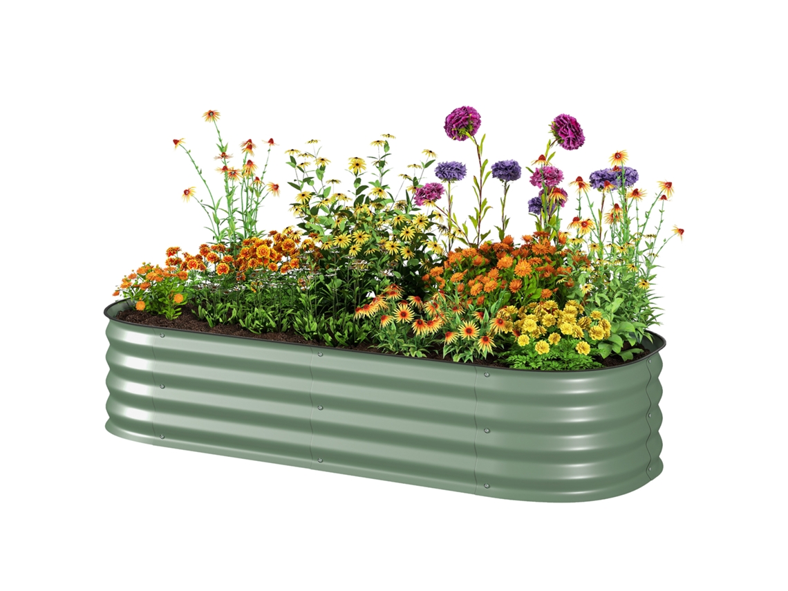 Vaso Externo Aço Galvanizado Base Aberta, 150x62x30 Cm, Verde