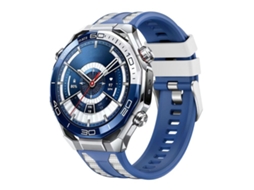 Bracelete Para Huawei Watch Ultimate 2 - Silicone Bicolor - Fivela De Pino Prateada Azul E Branco