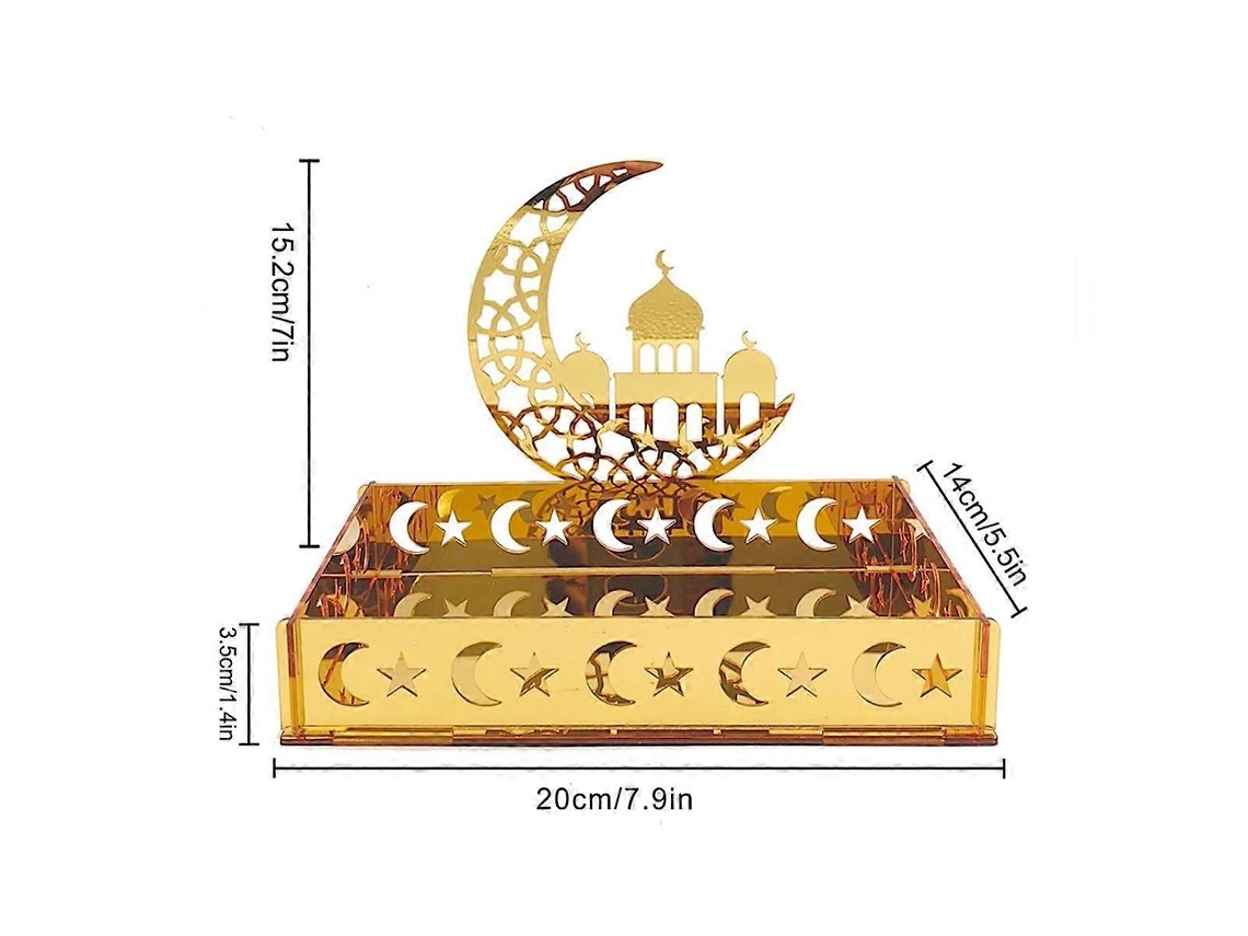 Bandeja De Acrílico Decorativa Para Festas De Eid E Ramadan, Com Tema De Lua, Estrela E Castelo, Para Sobremesas E Frutas.