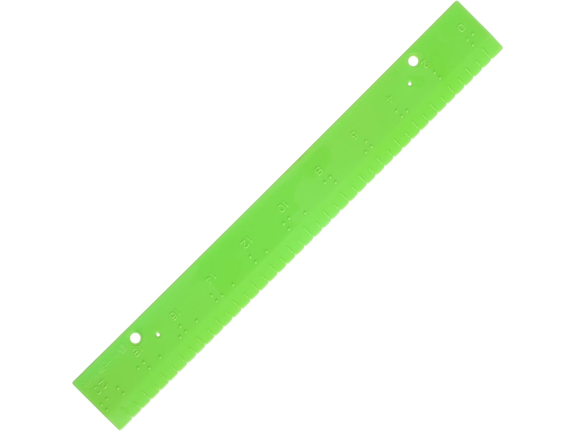 Régua Tátil Verde Em Pp Para Cegos, Resistente E Prática