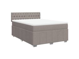 Conjunto 1 Cama Box Spring Vidaxl Marrom-acinzentado Tecido (200 X 144 X 100.5 Cm)