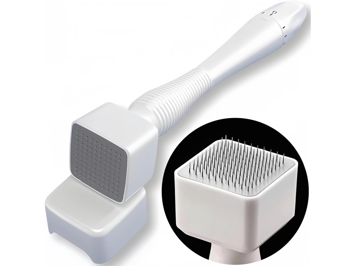Microneedling Stamp 100 Pinos Ajustável 0 3mm,tratamento Facial e Crescimento Capilar Branco Branco HEXINYIGJLY