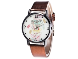 Reloj De Cuarzo Para Hombre Y Mujer Con Correa De Cuero Pu Casual Café