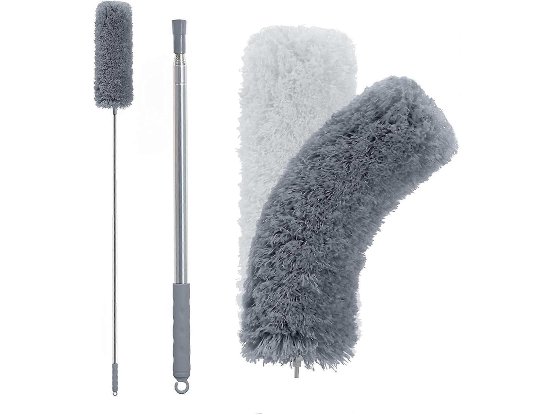 Omni-plumero De Microfibra Com Cabo Extensível De 250cm, Cabeça Dobrável, Cinza Escuro Para Telhados, Ventiladores E Áreas Altas