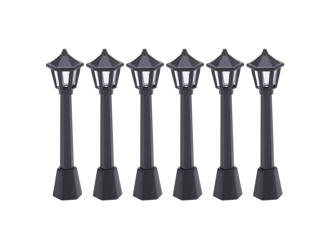 Primerox 6 Pcs Lâmpada de Rua Mini Modelo Seguro Microscópico para Boneca Miniatura Casa de Bonecas