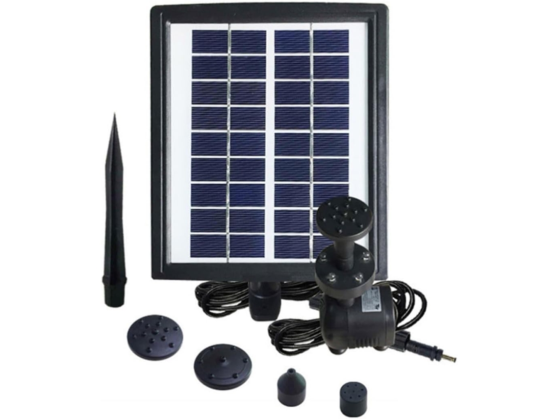 Bomba de Fonte Solar Inoomp com Led de 2,8 W, 4 Bicos e Vidro Temperado para Decoração de Jardim, Bomba Solar para Lago CHABERLU