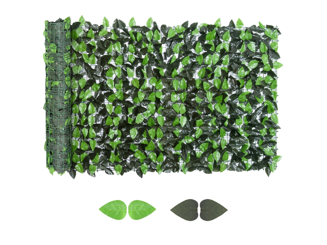 Rotolo De Cerca Artificial 3x1 M Em Pe E Tecido Para Varanda E Jardim, Verde Claro E Verde Escuro