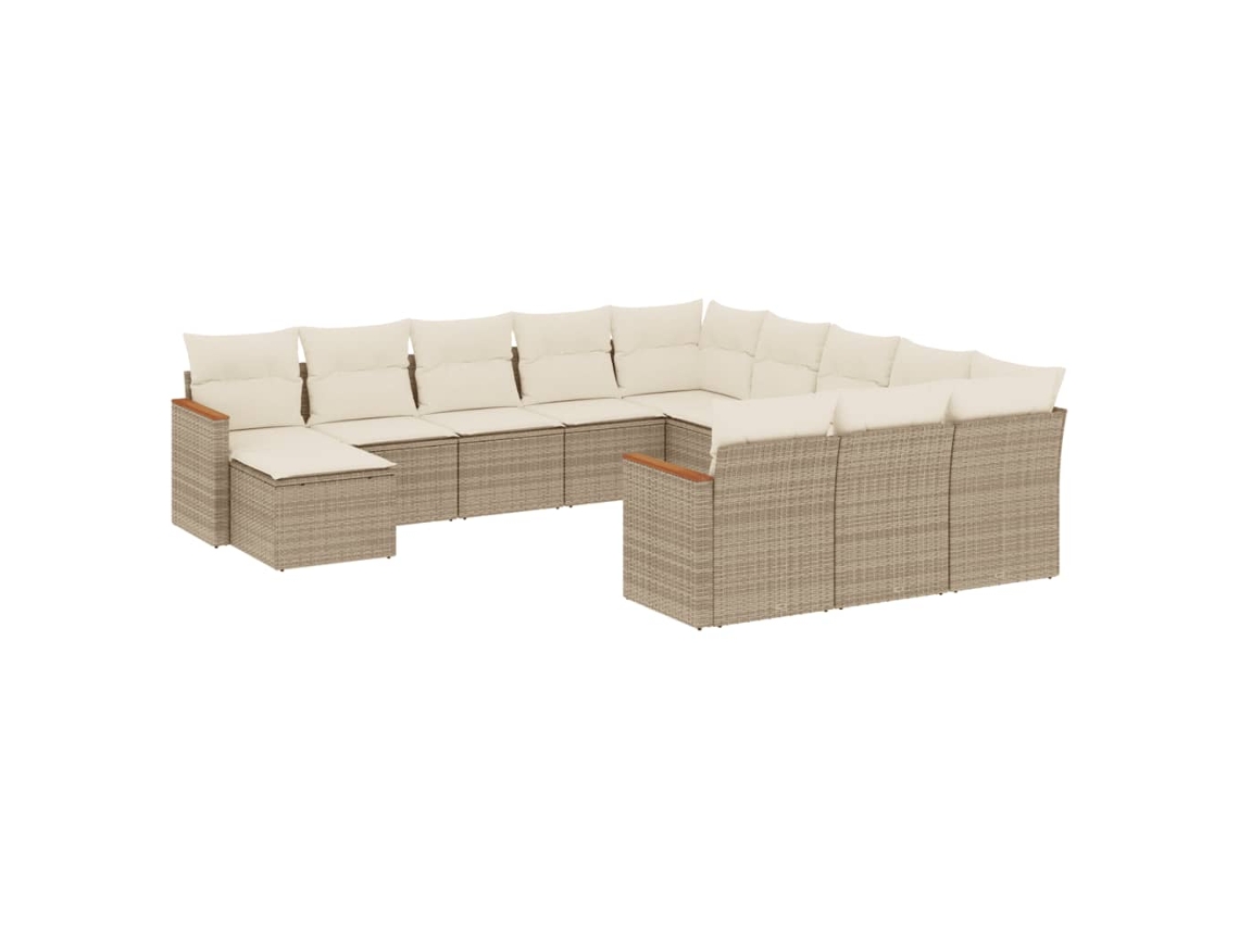 Conjunto de 12 Sofás para Jardim com Almofadões Vime Pe Bege MAISON EXCLUSIVE