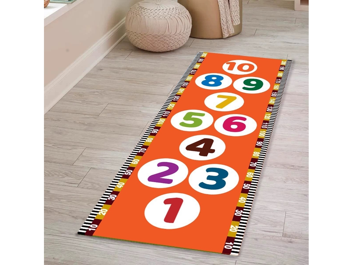 Tapete de salto infantil Chrui Amarelinha, 120 cm, lavável e antiderrapante - 50 x 120 cm - Laranja