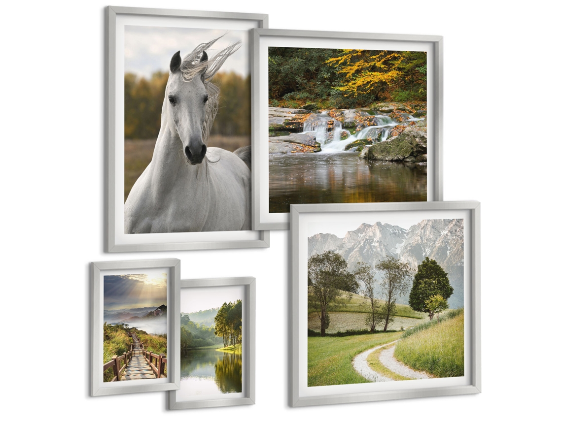 Conjunto De Pinturas Paisagens Pejzaże Cavalo Espelharte (5 Peças)
