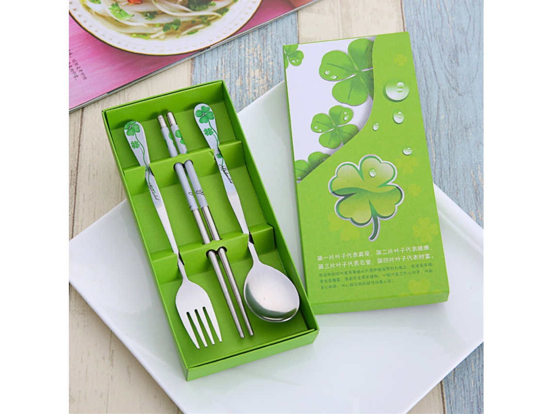 Conjunto De Talheres Compactos De Aço Inoxidável, Utensílios De Viagem Portáteis Com Design Estampado, Apresentação Elegante Para Jantar Em Casa, Esco