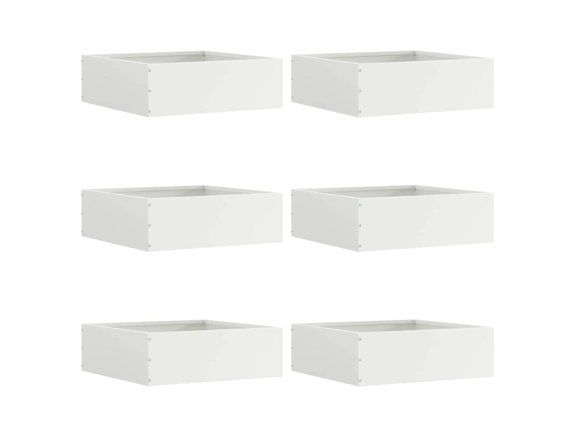 Vidaxl Acabamento Para Gramado 6 Unid. 40 X 40 X 13 Cm Aço Branco