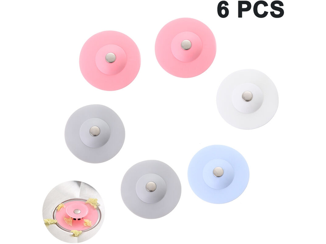 Conjunto de 6 Protetores Ralo Chão, Coletor de Cabelo Inodoro, Tampa Silicone Durável para Cabelo, Filtro Chuveiro, Pia e Banheira. AQUAFORGE