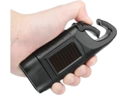 Lanterna Recargável com Manivela e Led Solar para Emergência ao Ar Livre, Acampamento e Caminhada com Mosquete Preto Classe A S/MARCA