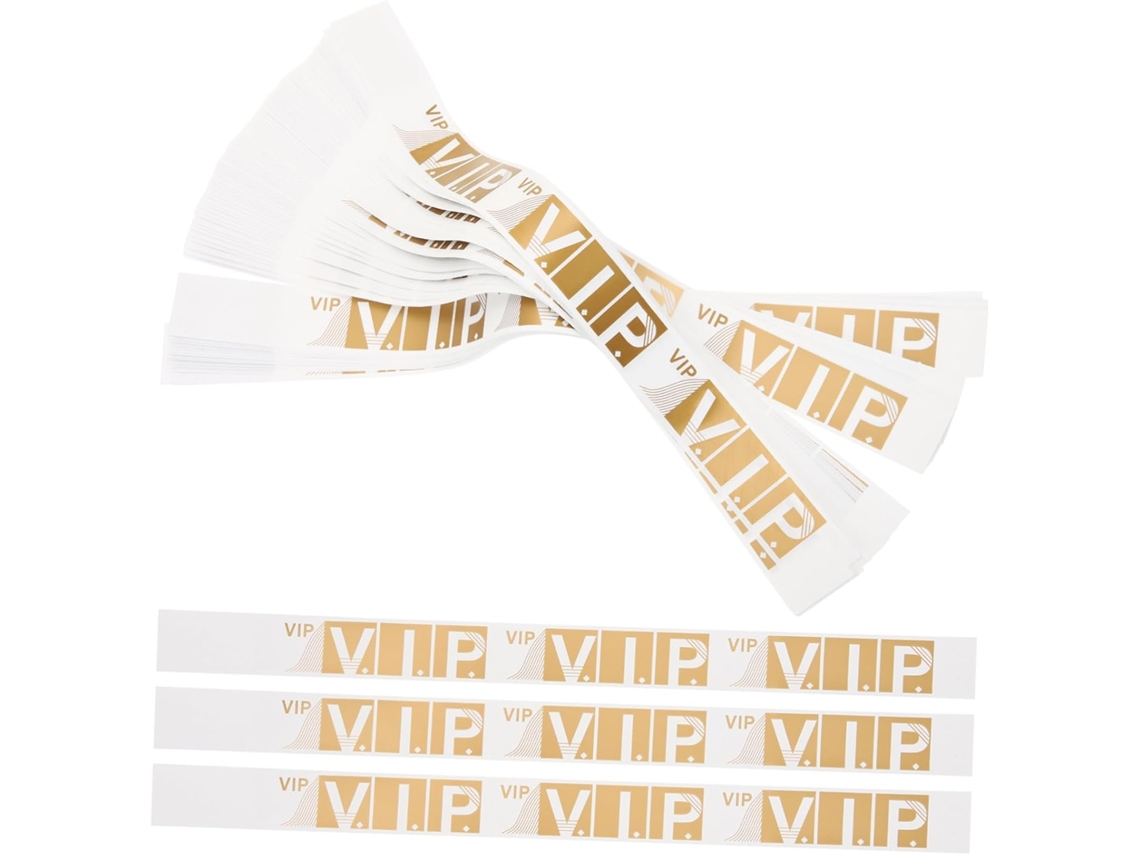 Pulseiras VIP para eventos, em papel sintético, tamanho único, à prova d'água, com impressão nítida para shows, festivais e eventos.