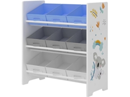 Prateleira infantil de 3 níveis coala aglomerado/poliéster 60 x 62 x 30 cm multicolorido [EN.CASA]