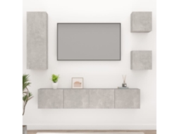 Vidaxl Conjunto Móveis De Tv 5 Pcs Madeira Processada Cinzento Cimento