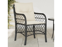 Cadeiras De Jardim Com Almofadões 2 Pcs Vime Pe Preto Dkd Home Decor