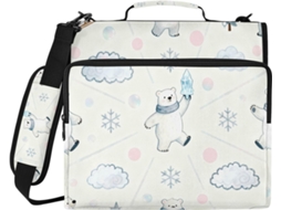 Organizador Com Zíper De 3 Argolas E 1, 5 Polegadas Em Formato De Urso Polar Azul, Com Alça De Ombro, Fácil De