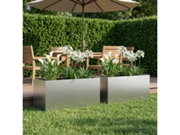 Vidaxl Vaso De Jardim 2 Unid. Prateado 80 X 40 X 40 Cm Aço Galvanizado