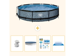 Piscina Exit Redonda Efeito Pedra 360x76 Cm 5 peças Scb15 EXIT TOYS