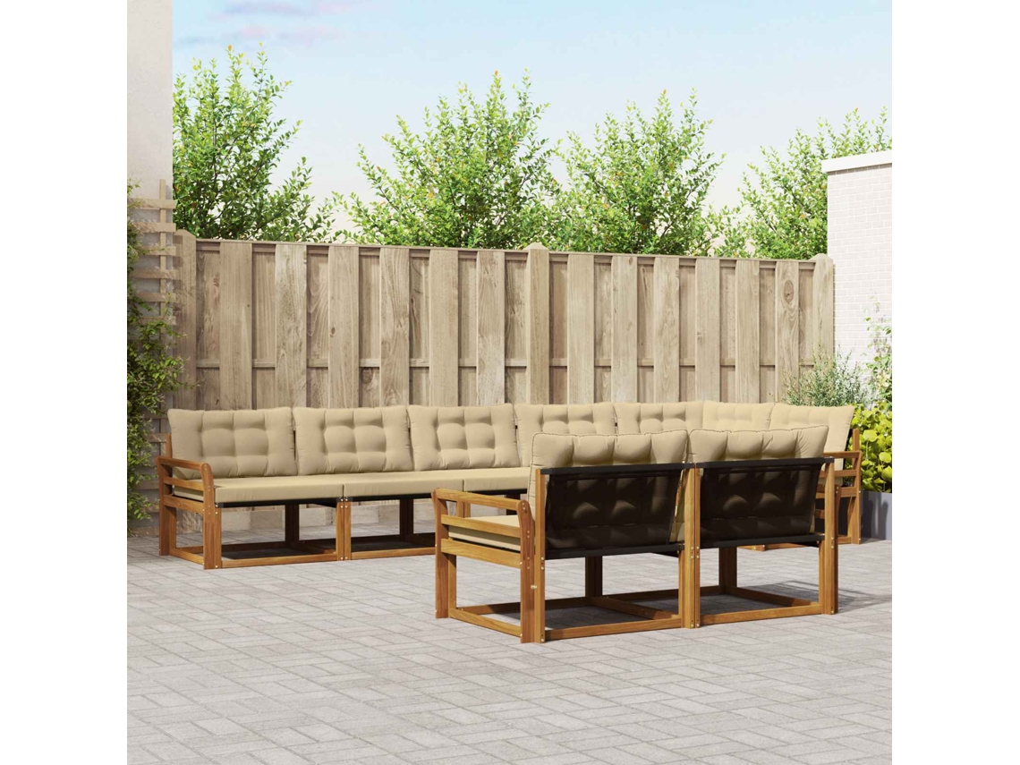 Vidaxl Conjunto De Sofás Para Exterior 8 Unid. Natural E Bege