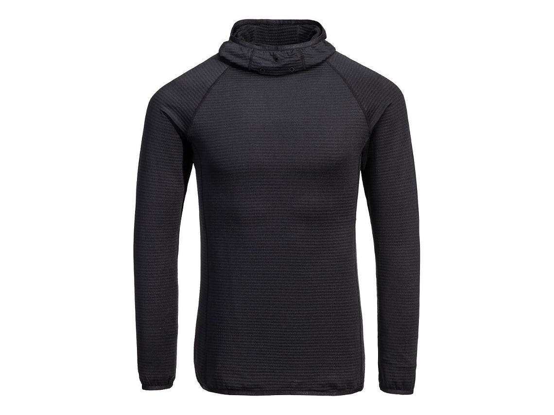 Camisa De Lã Waffle Com Capuz Calor E Conforto / Preto / S Portwest