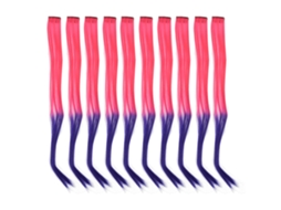 2026-10 Piezas Parche De Pelo Colorido Longo Retangular Degradado Clip-on Para Eventos De Cosplay E Halloween Rosa Roxo