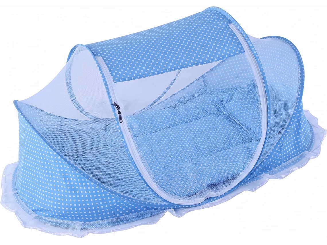 Tenda De Berço Para Bebê, Tenda De Praia Pop Up Em Tela Para Bebê Com Travesseiro E Cobertor, Não Requer Montagem, Azul