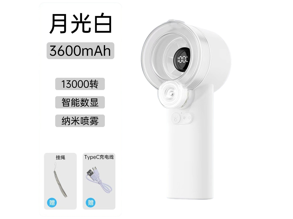 Ventilador Portátil Recarregável Laxiscreed Silencioso, Leve Com Função De Spray E Humidificador